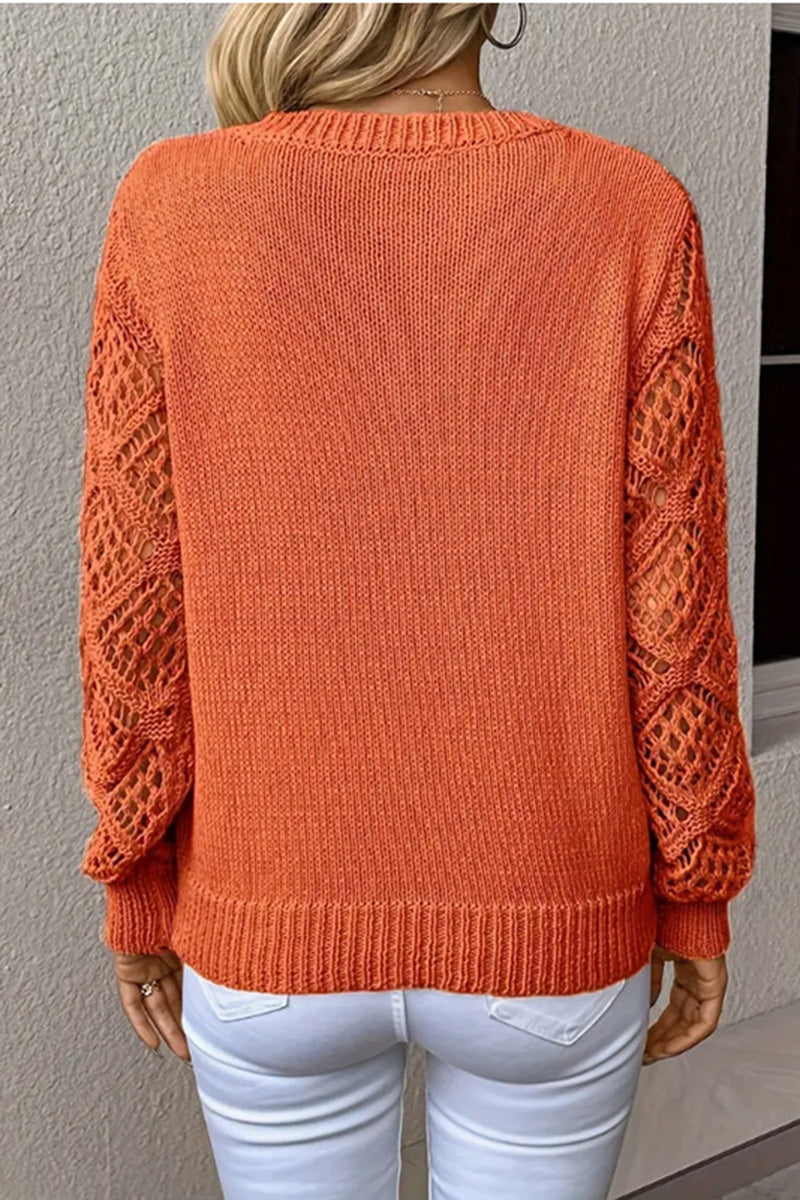 Crochet Sleeve Knit Sweater