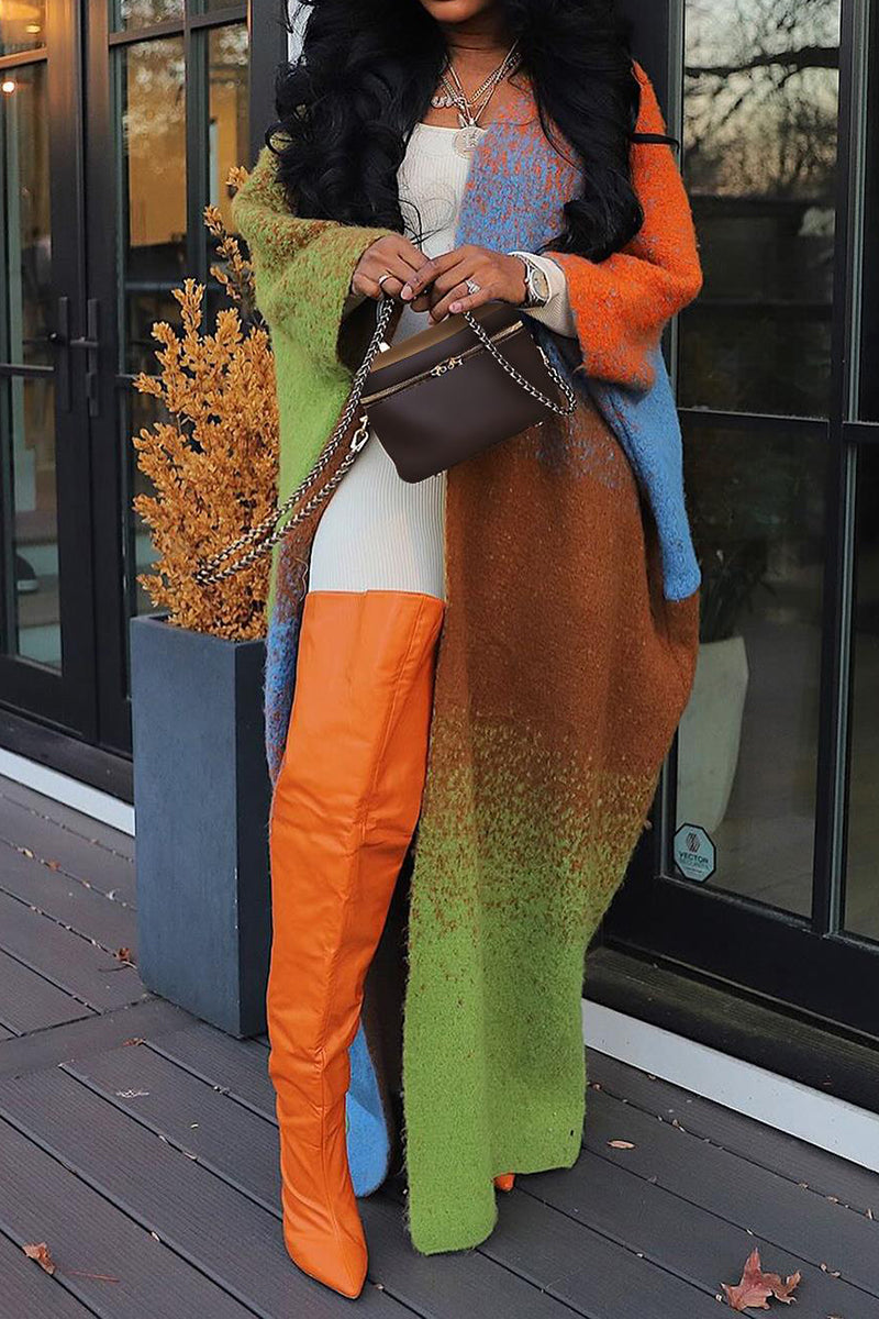 Vibrant Open-Front Knit Coat