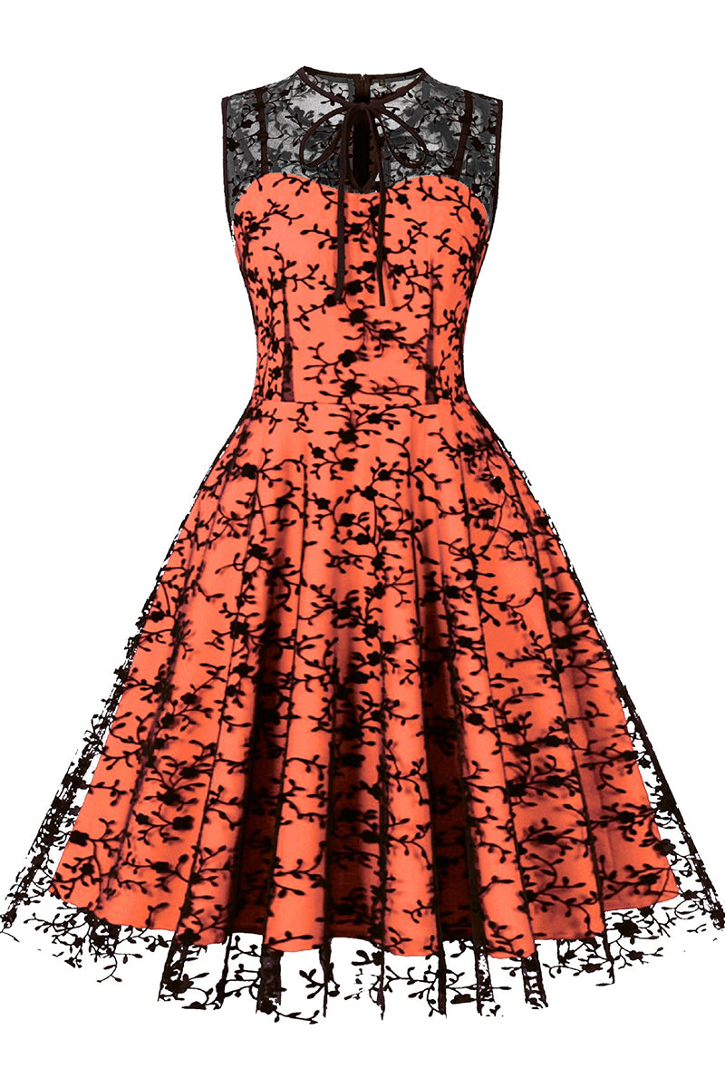 Floral Lace Bowknot Midi Dress