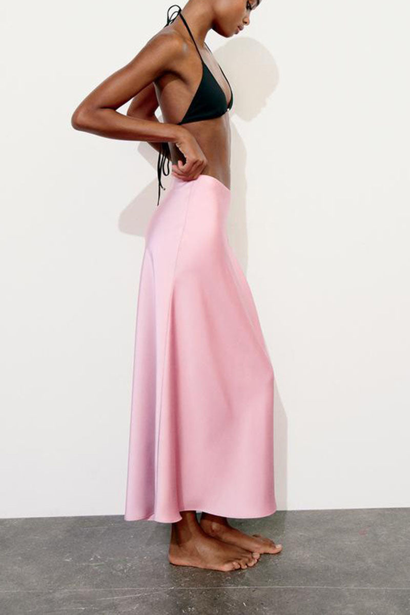 Solid Satin Maxi Skirt