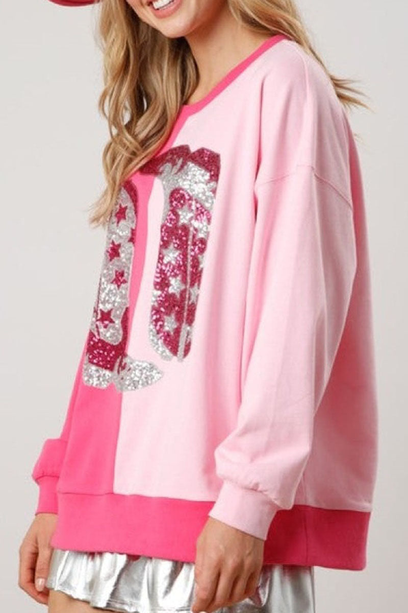 Sequin Logo Oversized Top