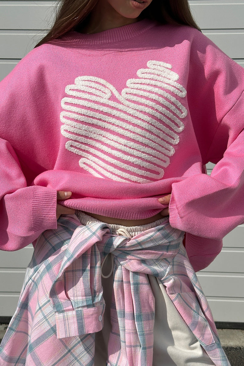 Heart Pattern Knit Sweater