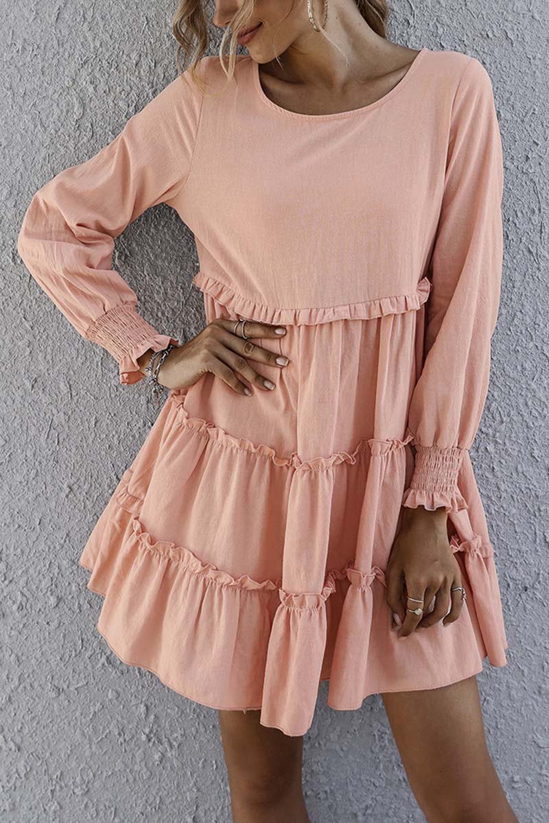 Ruffled Long Sleeve Loose Dress