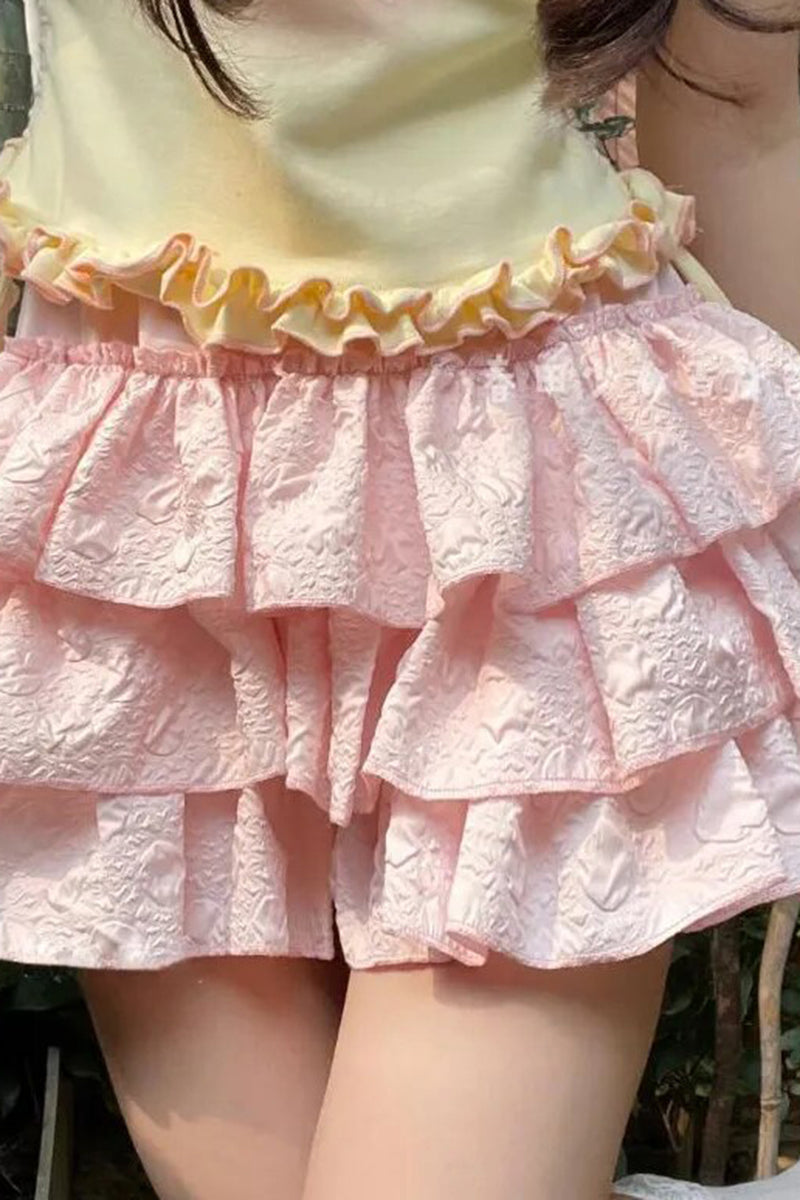 Layered Ruffle Trim Shorts