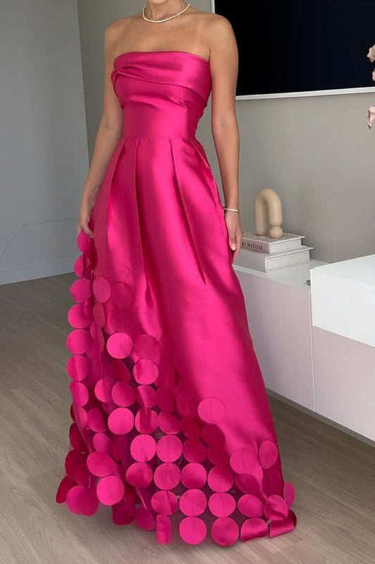 Strapless Circle Appliqué Dress