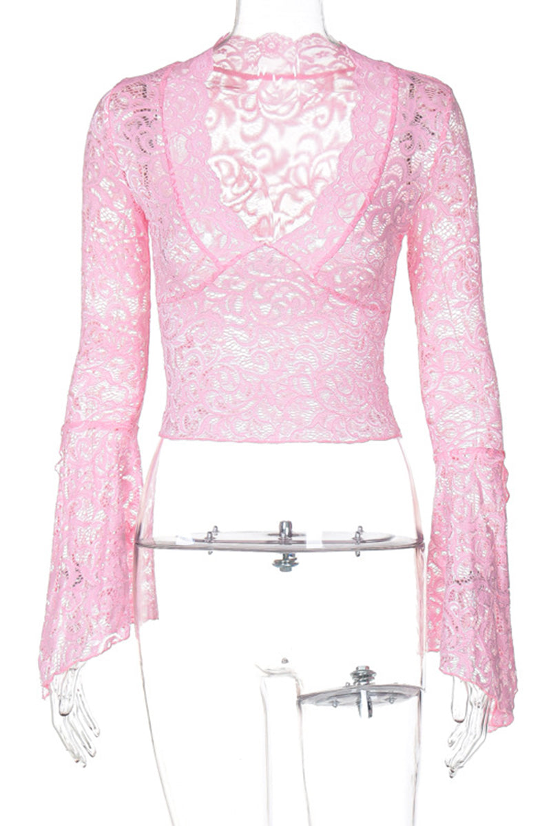 Lace Bell Sleeve Crop Top