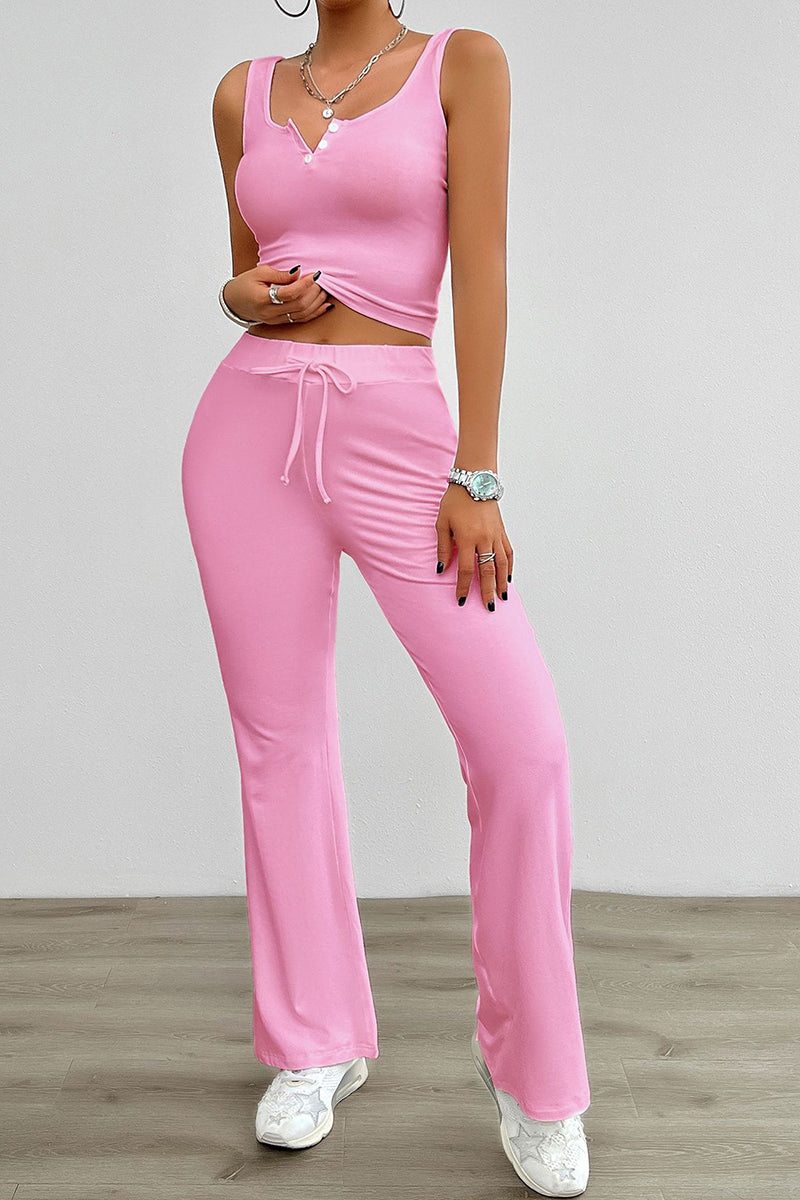 Sleeveless Tank and Flared Pants Set