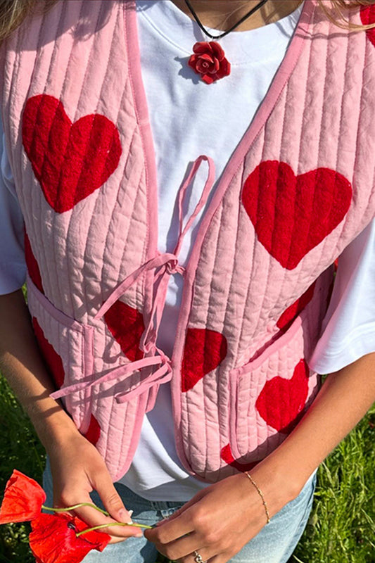 Quilted Vest with Heart Pattern