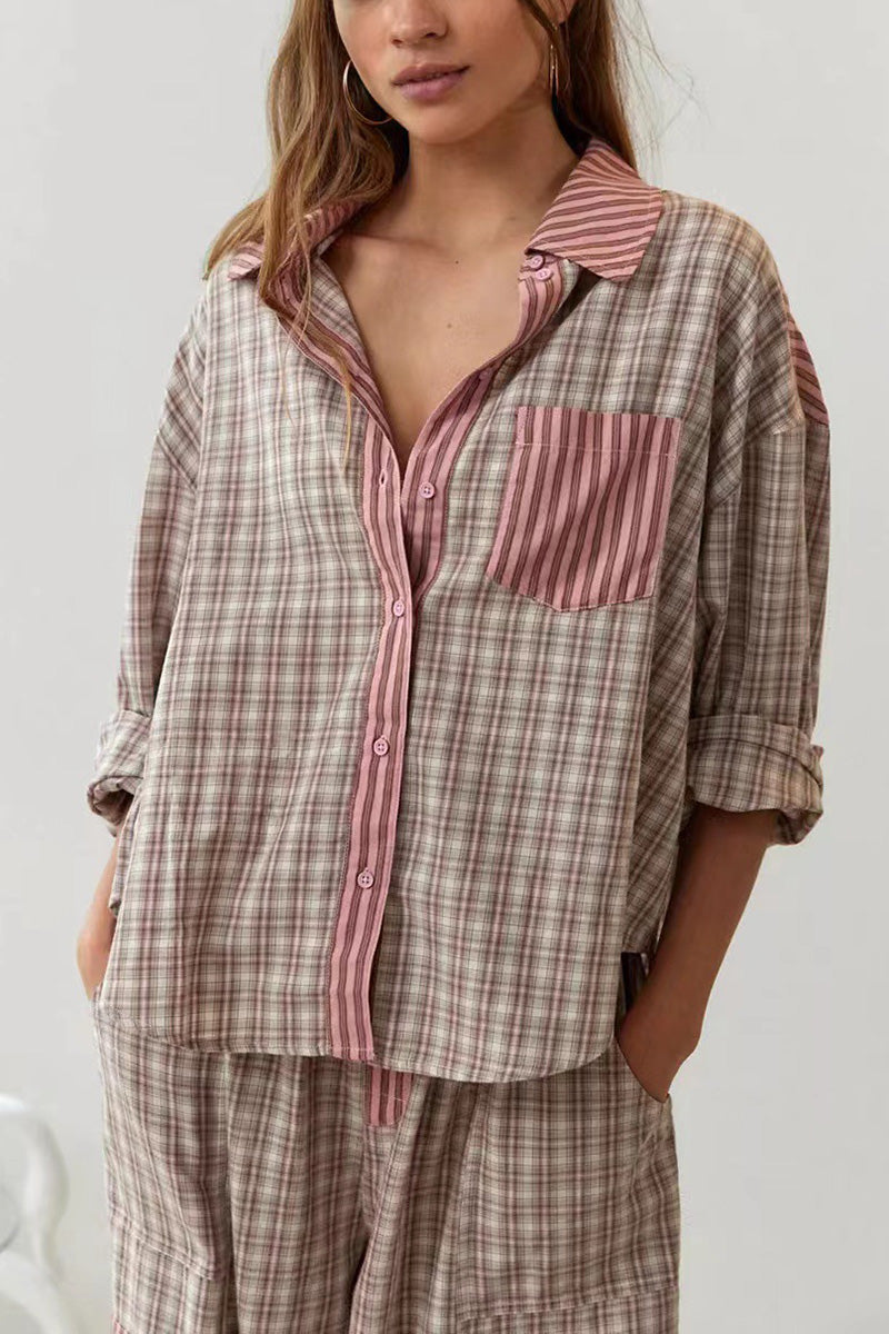 Relaxed Fit Plaid Pajama Set