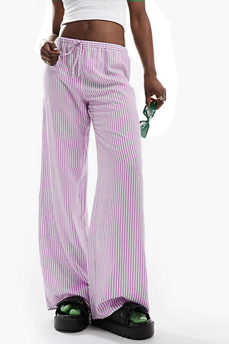 Striped Wide-Leg Lounge Pants