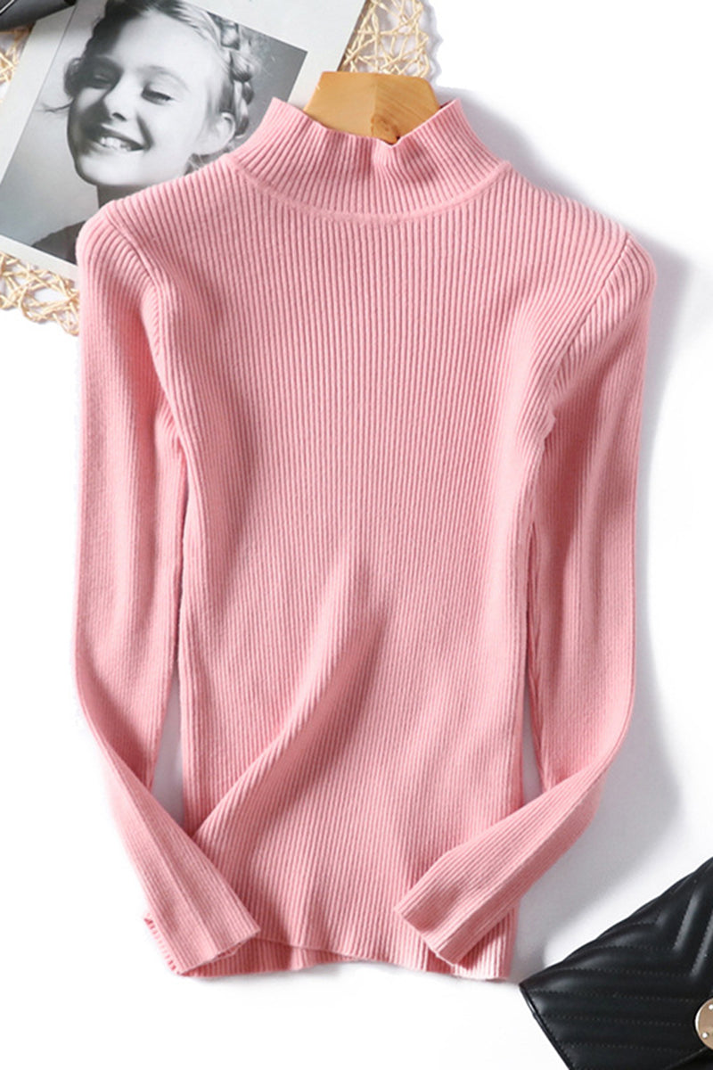 Slim Fit Mock Neck Ribbed Sweater