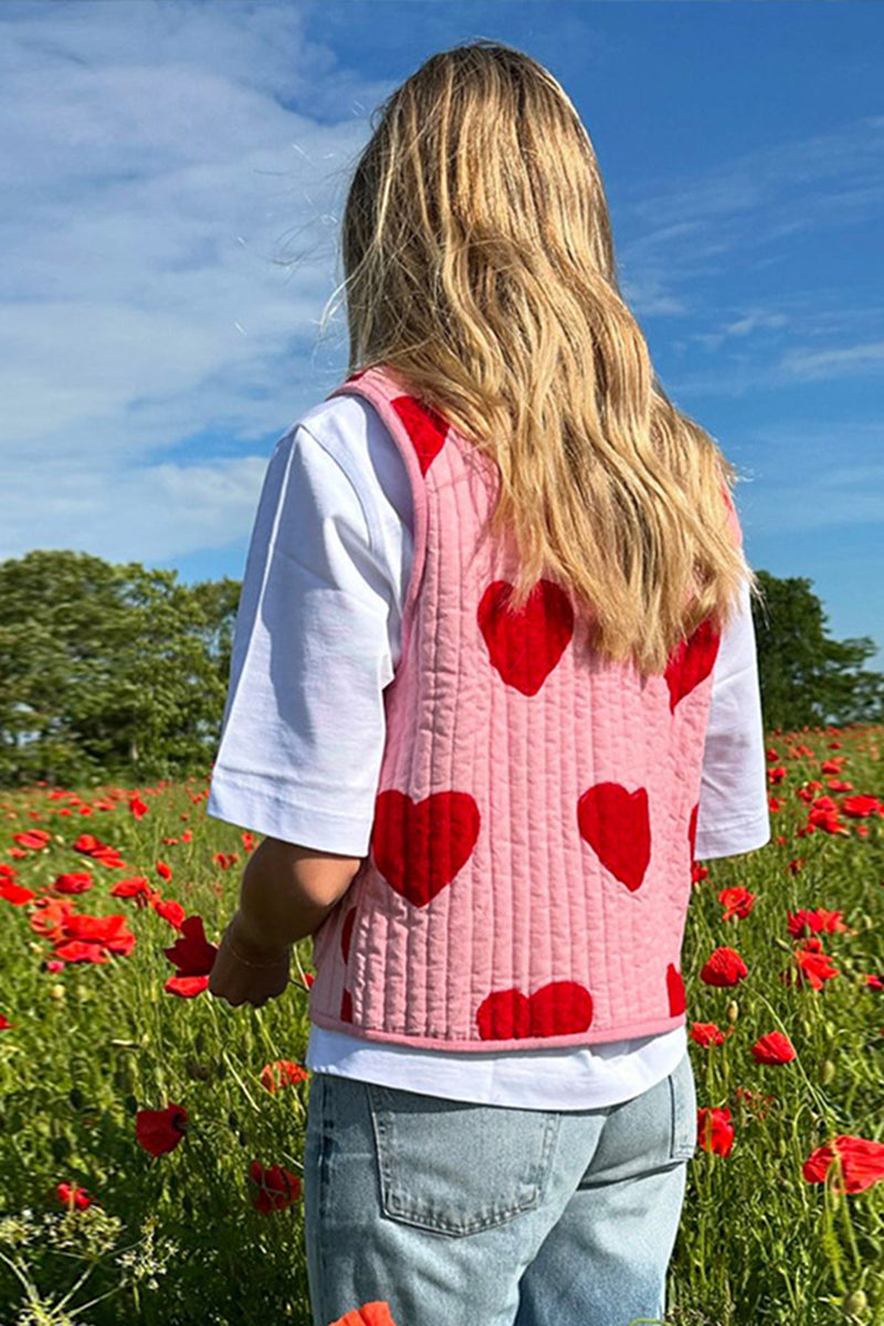 Quilted Vest with Heart Pattern