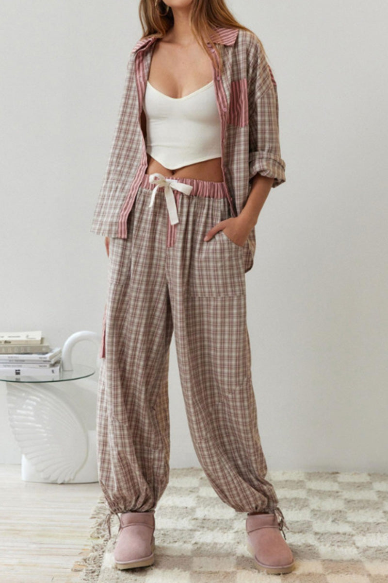 Relaxed Fit Plaid Pajama Set