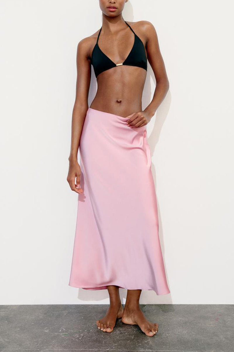 Solid Satin Maxi Skirt