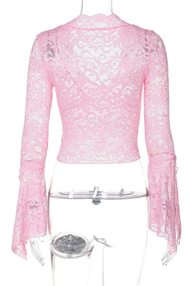 Lace Bell Sleeve Crop Top