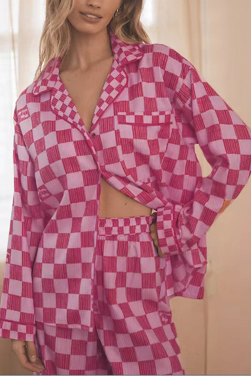 Checkered Button-Up Pajama Set