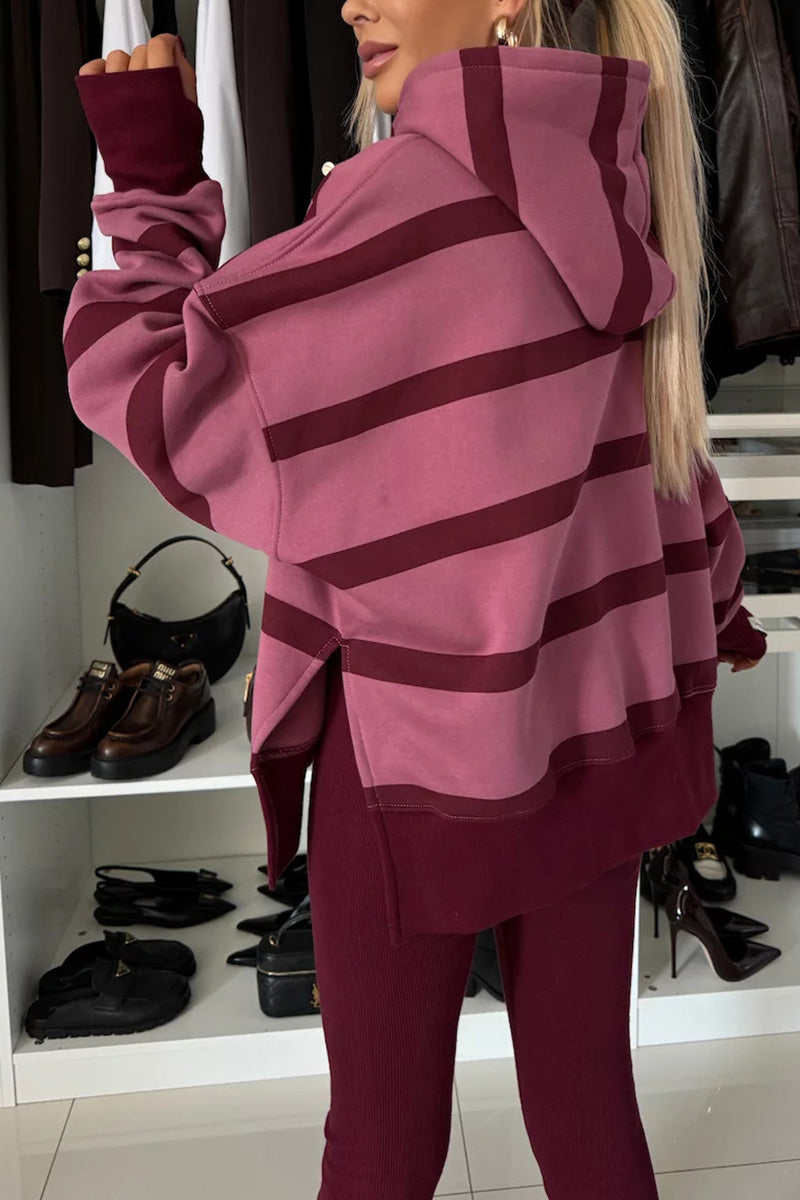 Striped Oversized Hoodie and Leggings Set