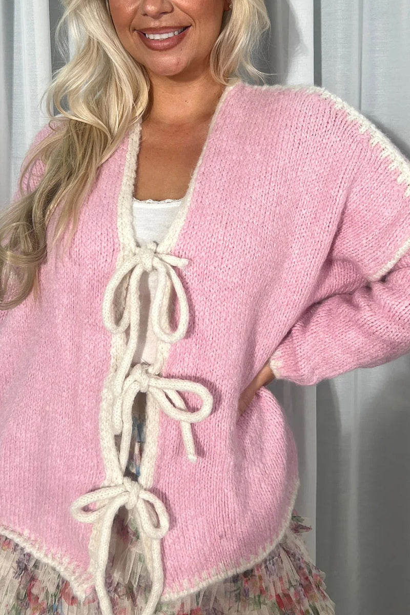 Tie-Front Open Knit Cardigan