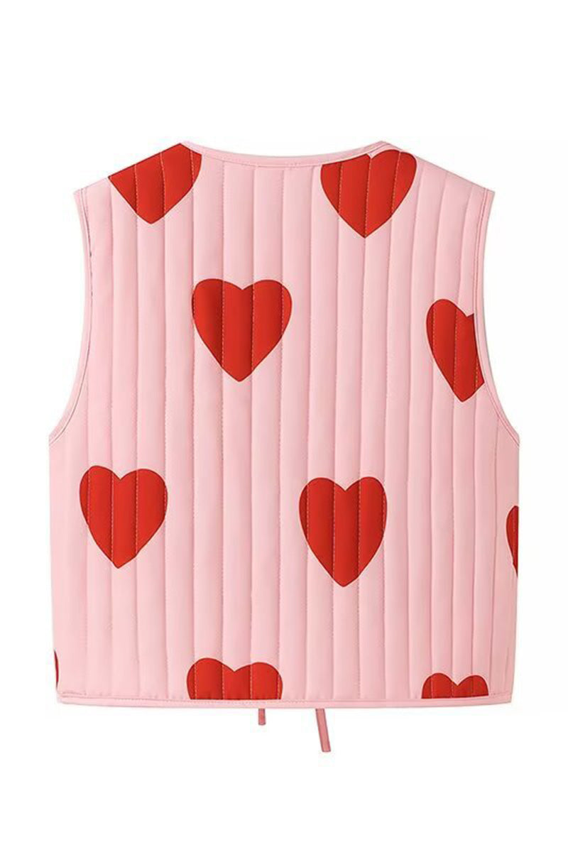 Heart Pattern Quilted Tie Vest