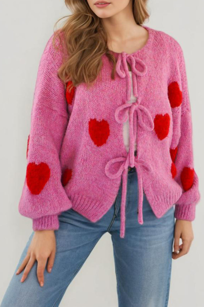 Heart Tie-Front Knit Cardigan