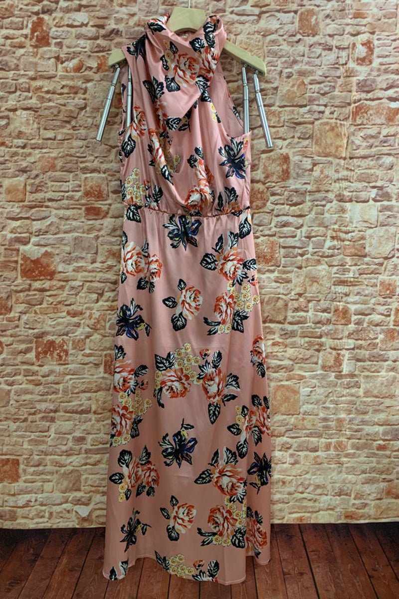 Floral Halter Neck Midi Dress