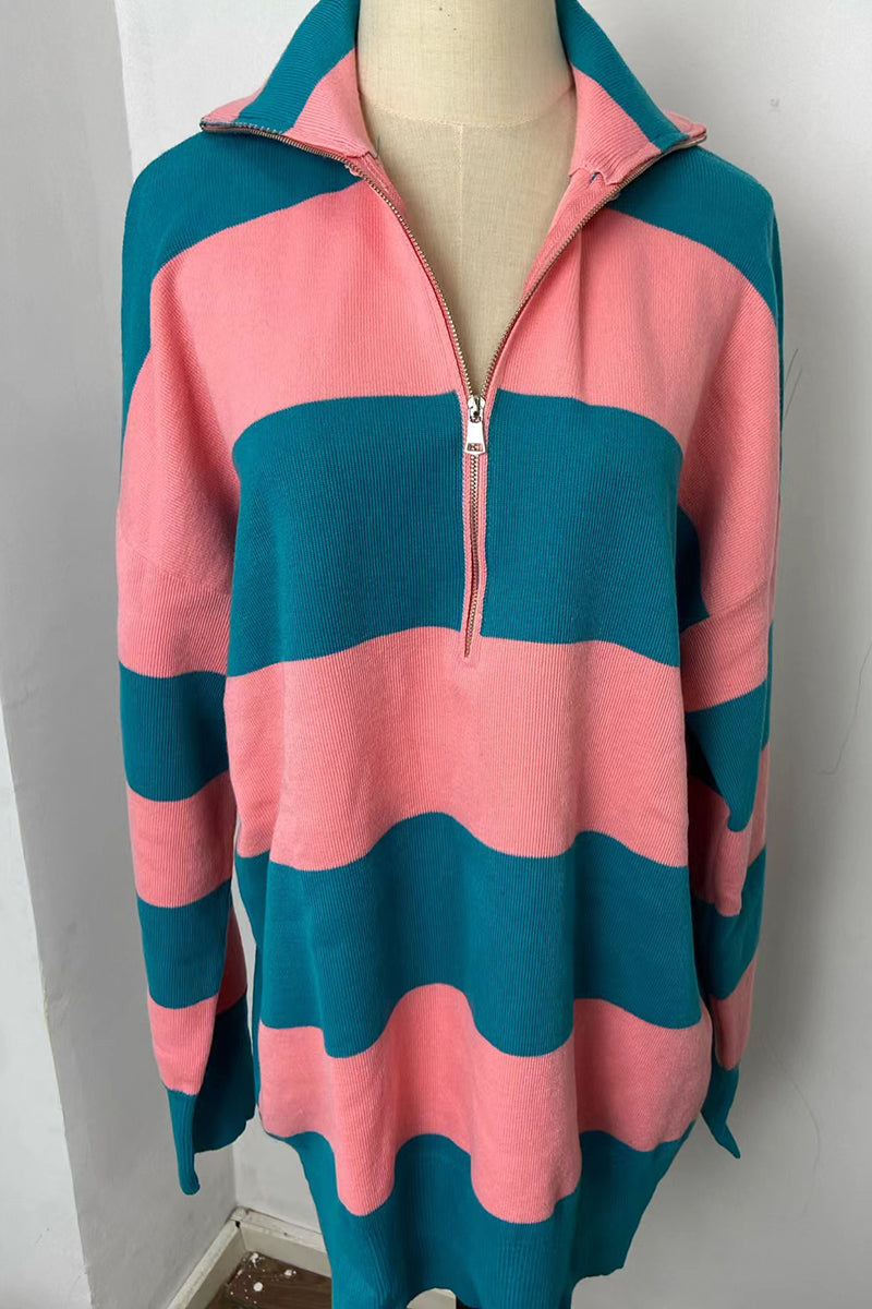 Striped Quarter-Zip Top