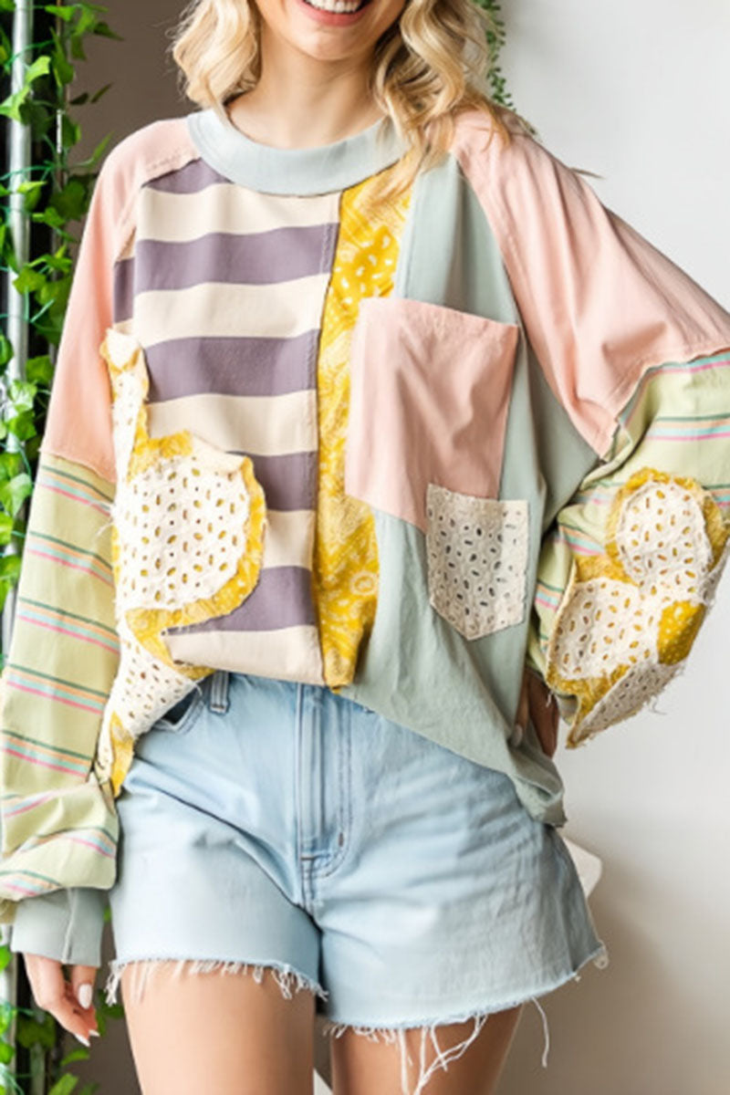 Patchwork Long Sleeve Top