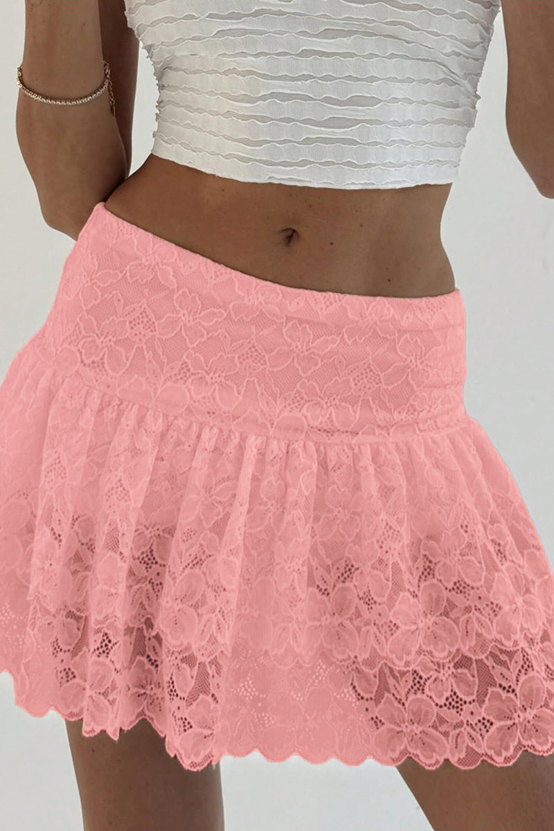 Tiered Lace Mini Skirt