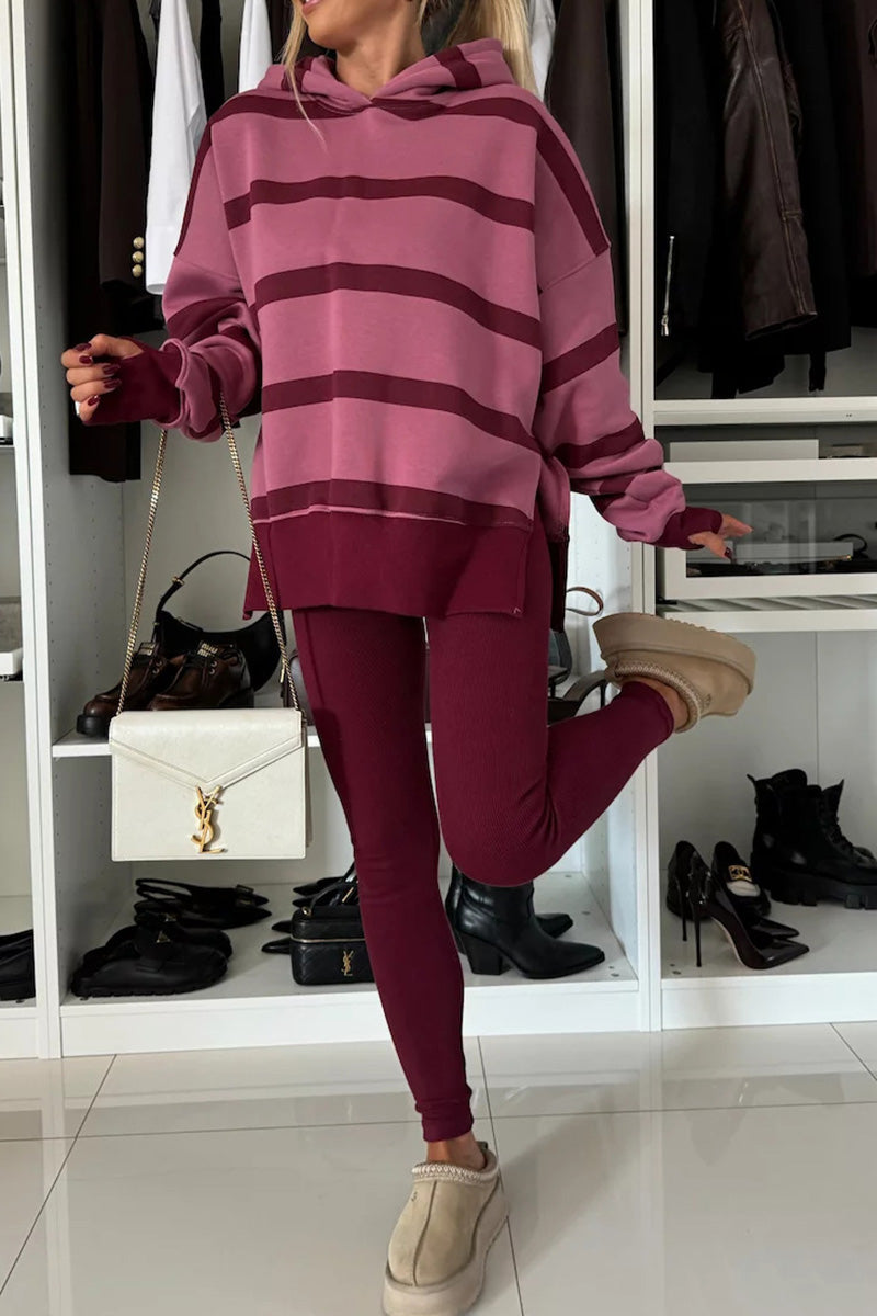 Striped Oversized Hoodie and Leggings Set