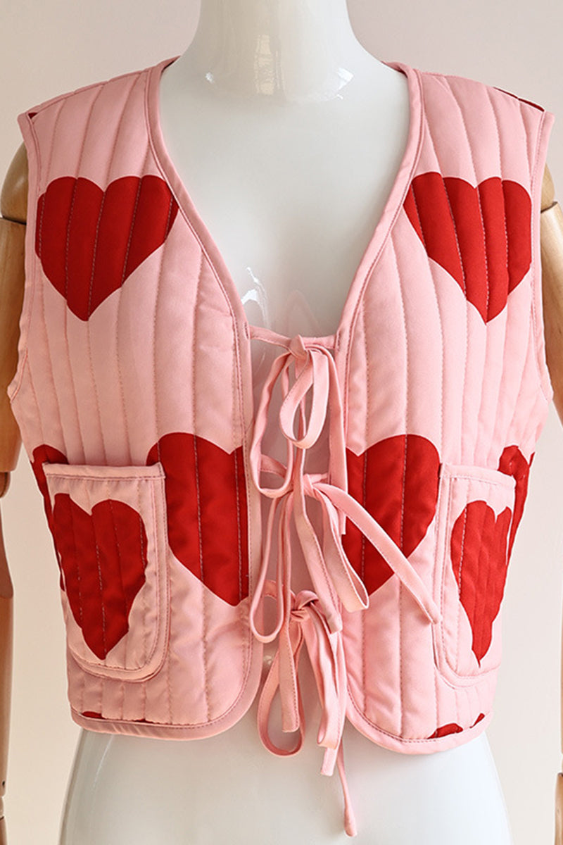 Quilted Vest with Heart Pattern