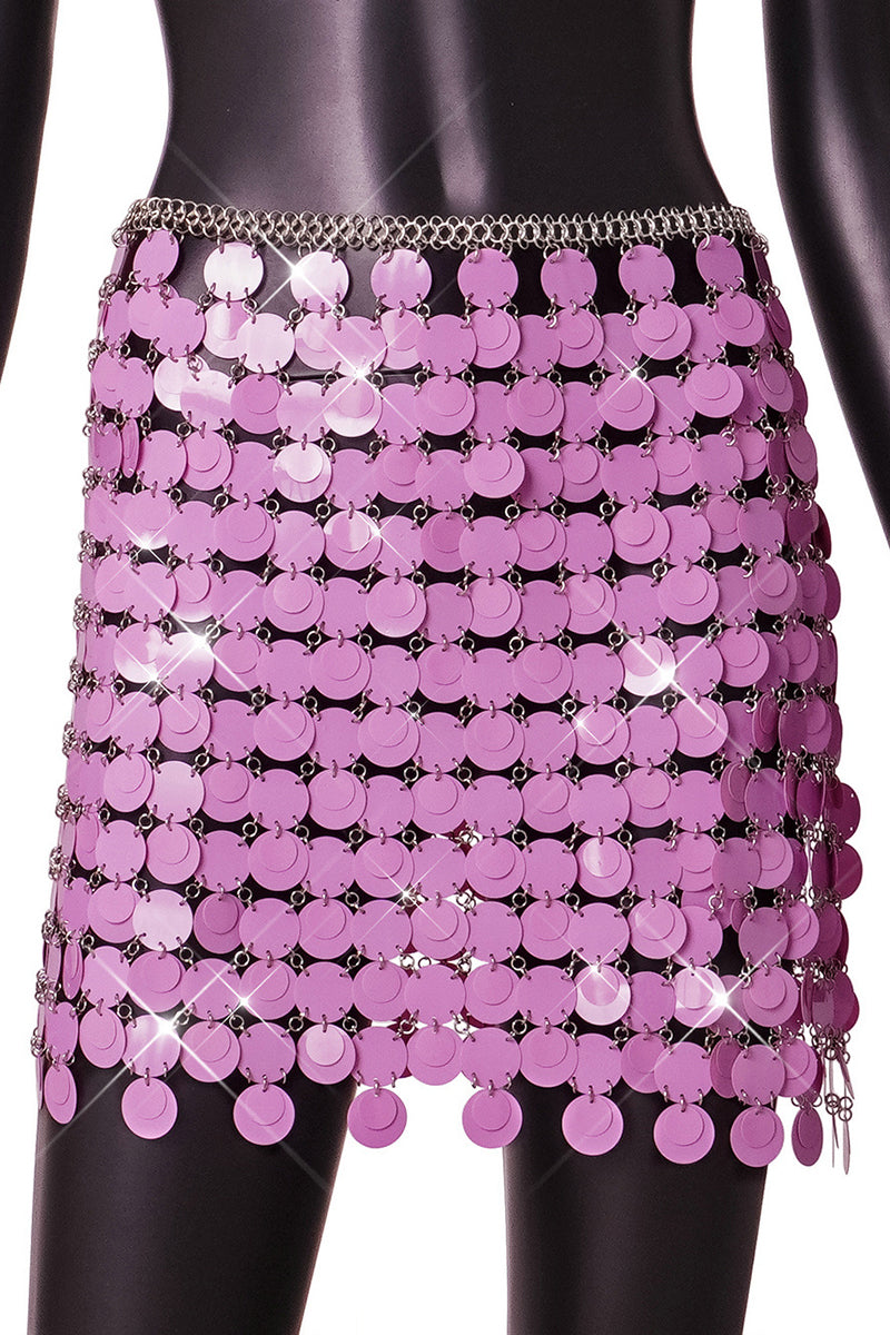 Decorative Circle Beaded Mini Skirt