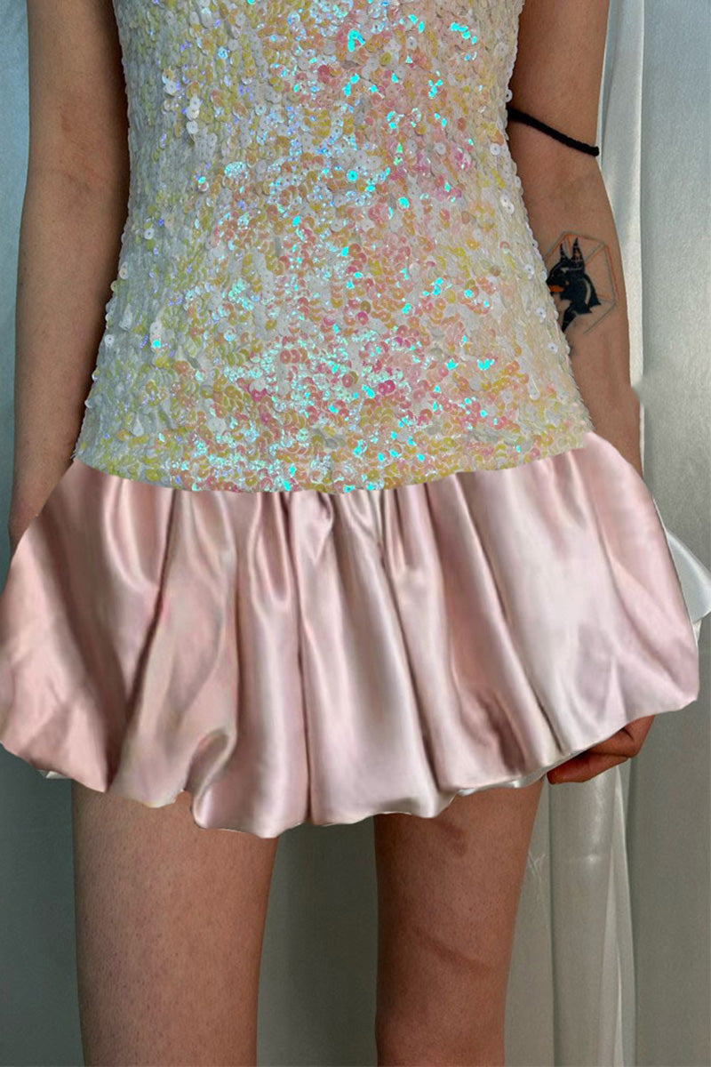 Satin Bubble Mini Skirt