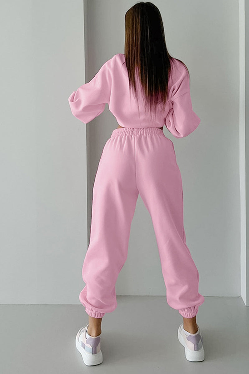 Solid Hoodie and Pants Set