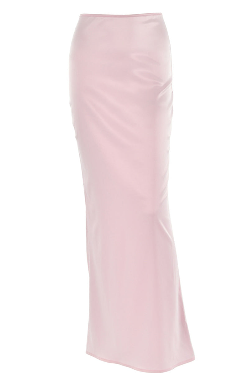 Satin Solid Maxi Skirt