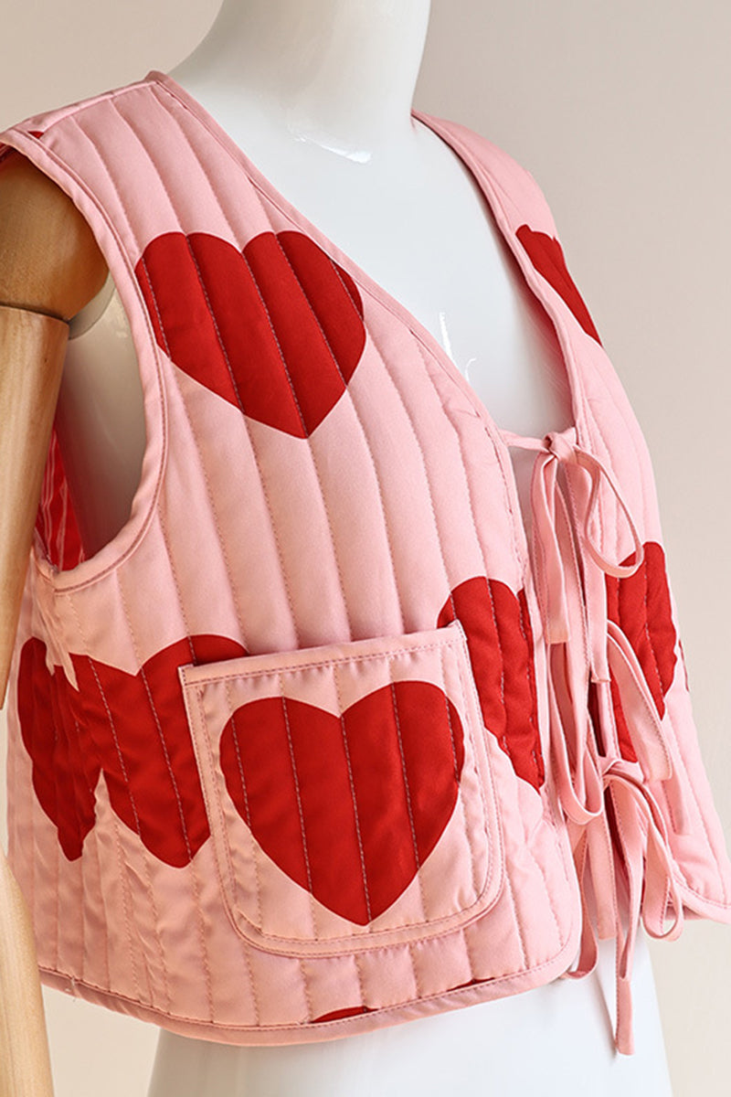 Quilted Vest with Heart Pattern