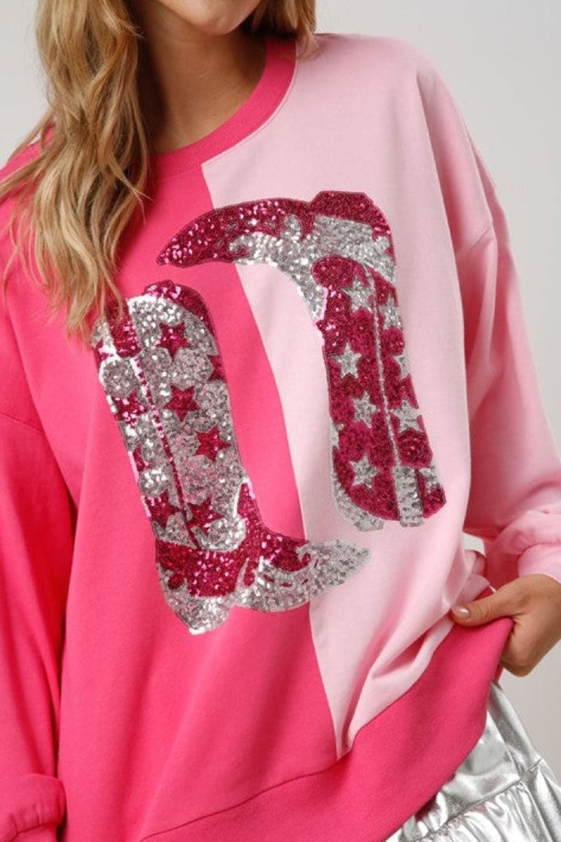 Sequin Logo Oversized Top