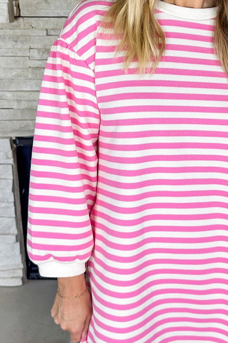 Striped Balloon Sleeve Dress