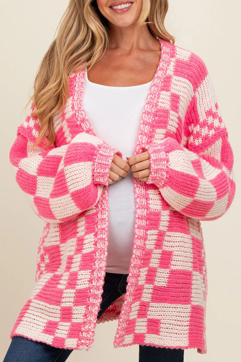 Checkered Knit Cardigan