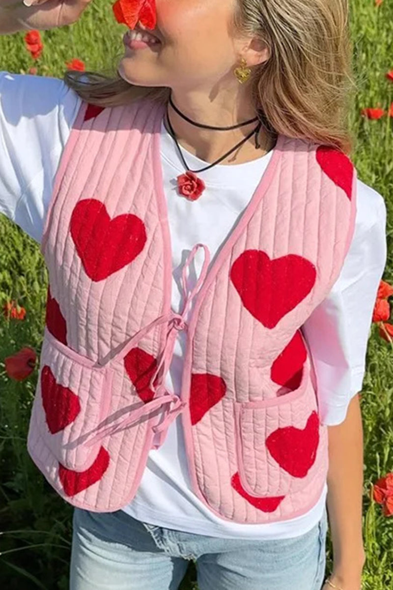 Quilted Vest with Heart Pattern