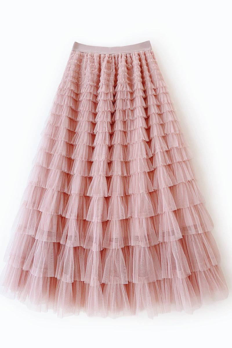 Layered Tulle Midi Skirt