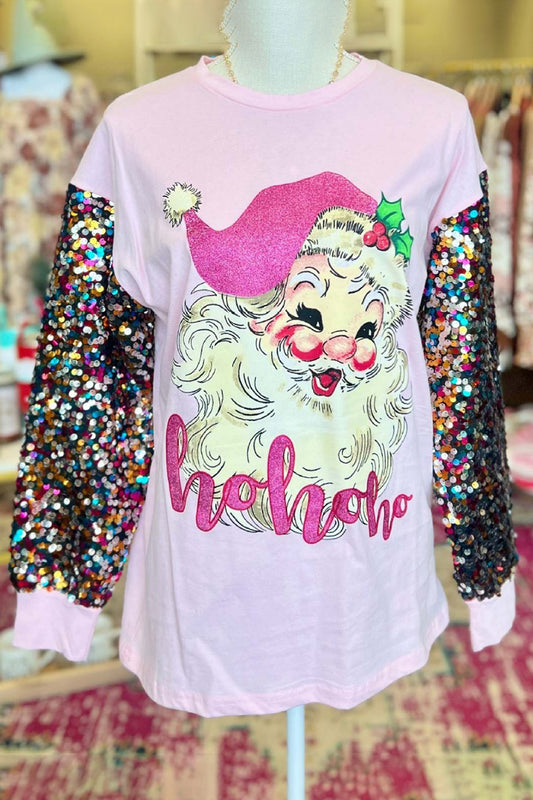 Sequin Santa Graphic Top