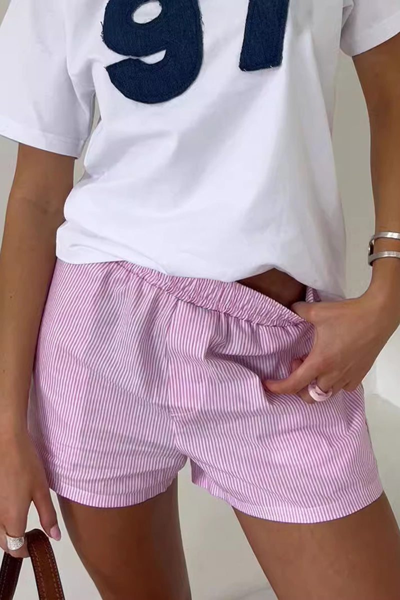 Striped Ruffle Lounge Shorts