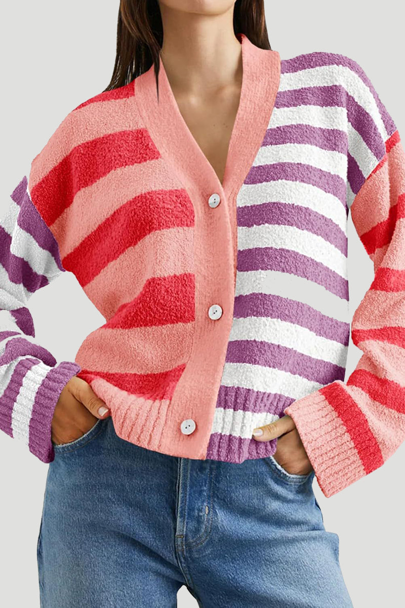 Striped Button-Up Cardigan