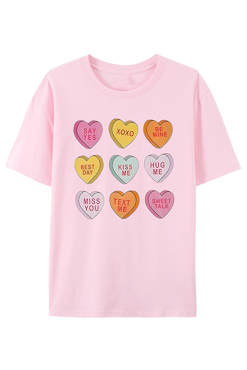 Graphic Heart Print Casual T-Shirt