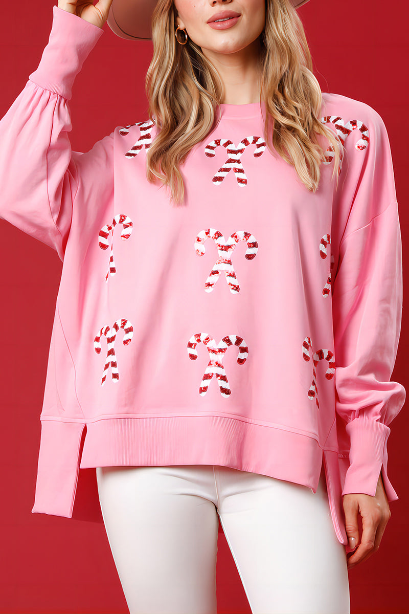 Candy Cane Graphic Oversized Top