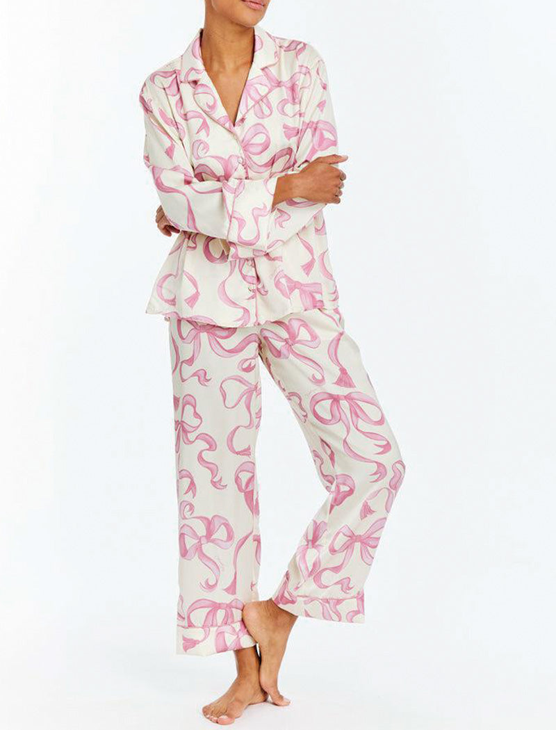 Bow Print Two-Piece Loungewear Set