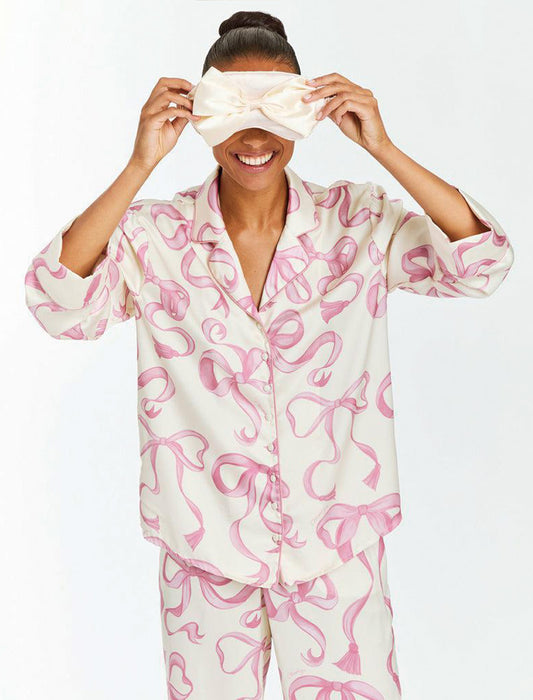 Bow Print Two-Piece Loungewear Set