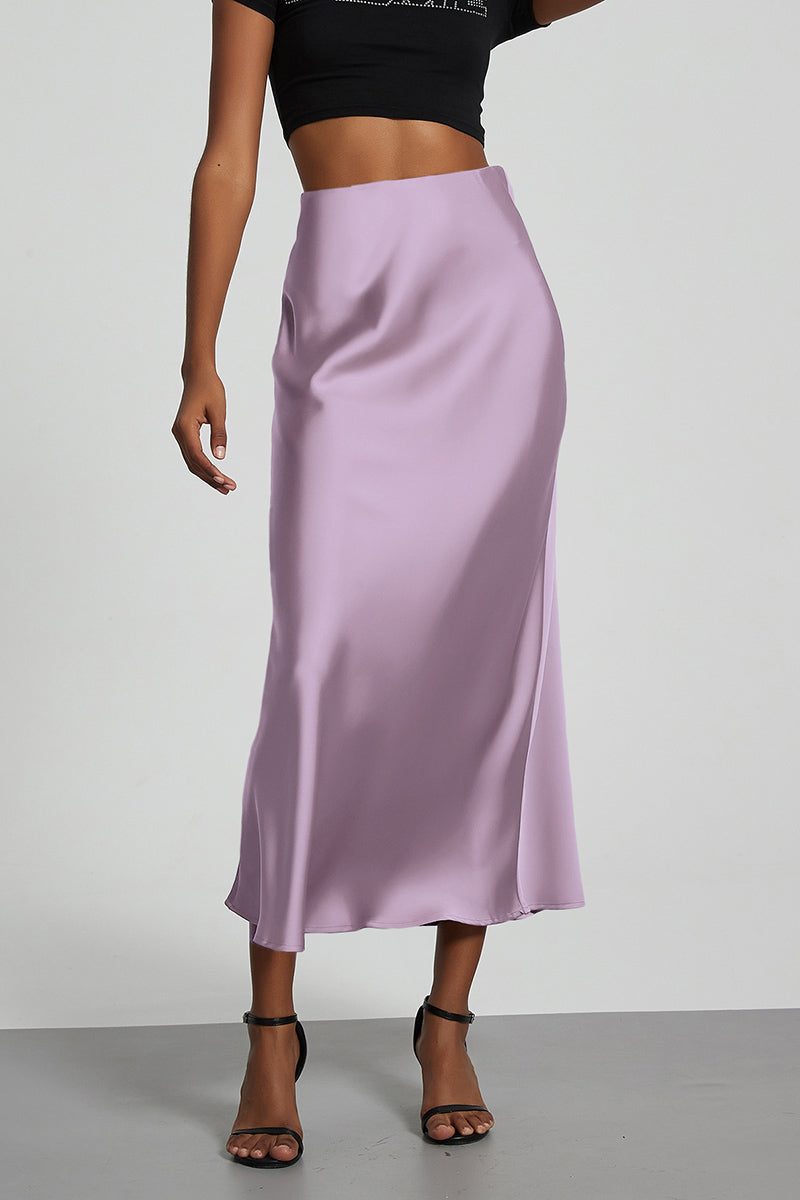 Satin Finish Slimming A-Line Skirt