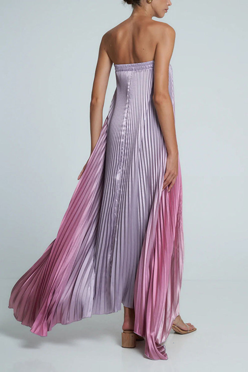 Strapless Pleated Dress