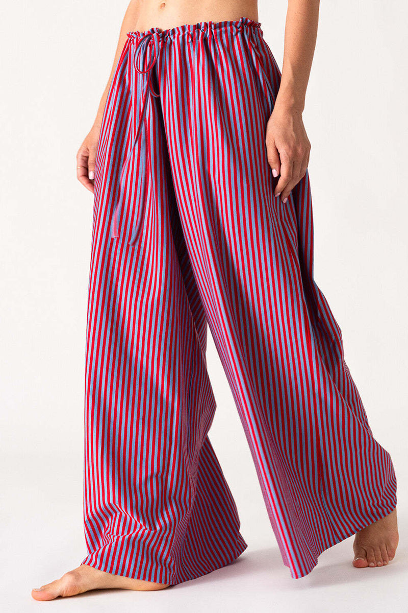 Wide-Leg Elastic Waist Casual Pants